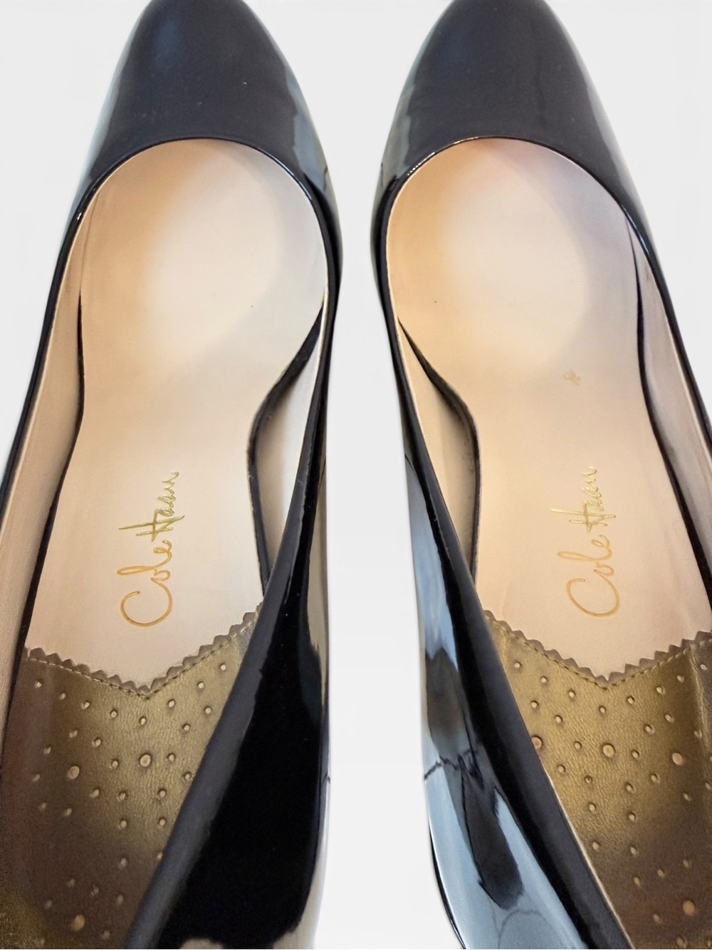 Cole Haan Ambrose Air Pumps Block Heel Patent Leather Black Size 9.5 B - Picture 6 of 10